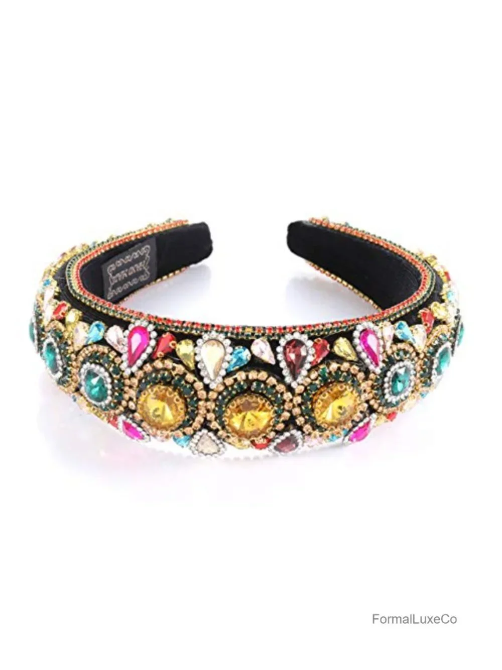 Rhinestone Padded Headband Baroque Crystal Embellished Hair Accessory for Women